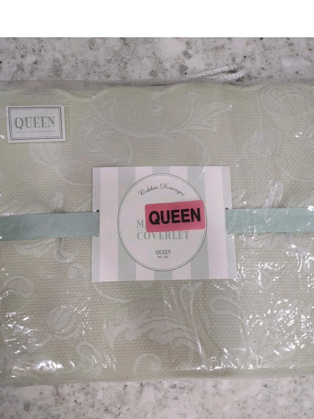 Colchas Domingos Matelasse Bedspread Sage/Mint Green Queen 90